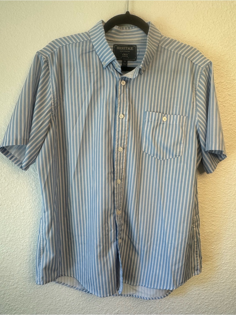 Heritage Men’s Blue & White Striped Short Sleeve Shirt